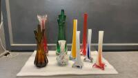 COLLECTION OF GLASS BUD VASES
