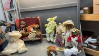 BOX W/ STUFFIES & DOLL FURNITURE