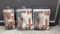 BOX W/STANFIELD&rsquo;S (2) 2 PACKS OF CREW NECK T-SHIRTS, (1) 2 PACK OF BRIEFS - ALL SIZE LARGE