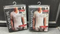 (2) PACKS OF 2 STANFIELD&rsquo;S V-NECK T-SHIRTS - SIZE M