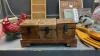 BOX OF DECOR ITEMS - SMALL LAMP, WOOD FORK & SPOON, OWL BOXES, BATTTERY SIGN - 2