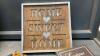 BOX OF DECOR ITEMS - SMALL LAMP, WOOD FORK & SPOON, OWL BOXES, BATTTERY SIGN - 4