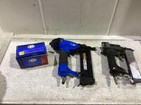 (2) CAMPBELL HAUSFELD BRAD NAILER, MASTERCRAFT BRAD NAILER & NARROW CROWN STAPLES 1-1/2" LEG X 1/4"