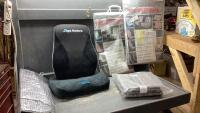 VEHICLE SEAT COVERS, BACK + SEAT CUSHIONS, WINDSHIELD SUN SHADE