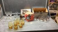 (2)BOXES VINTAGE GLASSES, WINE GLASSES, BEER MUGS