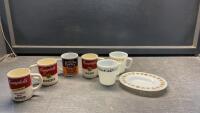 BOXFUL OF VINTAGE PYREX MUGS & (4) CAMPBELL SOUP MUGS