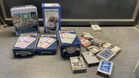 BOX W/ DOMINO&rsquo;S, DECKS OF CARDS, CARD SHUFFLER