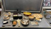 VINTAGE ITEMS - &ldquo;NASCO&rdquo; DISH SET, SILVERPLATE ITEMS, BOSSON&rsquo;S HEAD, CASSETTES,