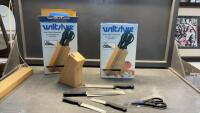 (2) NEW WILTSHIRE KNIVES IN WOOD BLOCKS