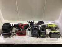 RYOBI DRILL, (2) CHARGERS & BATTERY/SKIL DRILL, CHARGER & BATTERY