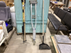 ALUMINUM CRUTCHES. LONG HANDLE DUST PAN