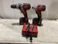 MILWAWKEE TOOLS W/ HAMMER/IMPACT DRILLS, (2) BATTERIES & (1) CHARGER
