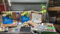 ARTIST SUPPLIES, LIGHT BRIGHT, SOCK MONKEY GAME, SLUMBER PARTY KIT(PARTIAL),RATTLESNAKE JAKE GAME