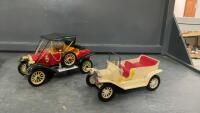 (2) VINTAGE TRUCKS - ONE TIN, ONE PLASTIC