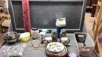 (2)BOXES - BOWLS, MARBLES, MUGS, WILLOW TREE ORNAMENT