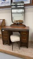 VINTAGE VANITY W/ MIRROR & STOOL