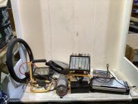 SHOP BOX W/ WORK LIGHTS, DIAPHRAGM PUMP, SCANSCAP PRINTER, TUBE & MISC