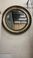 LARGE ROUND MIRROR W/ DECORATIVE FRAME
