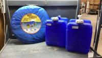 (3)ITEMS - POP UP TENT + (2) WATER JUGS