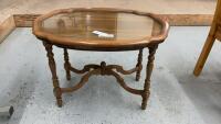OVAL END TABLE W/ REMOVEABLE GLASS TOP