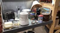 (2)BOXES-SMALL HEATER, KNIFE BLOCK W/KNIVES, WINE BOTTLE HOLDER, ICE CREAM MAKER,