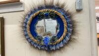 WHEAT FRAMED MIRROR W/. &ldquo;YOU ARE THE HEART OF OUR FAMILY&rdquo; ETCHED IN THE MIRROR