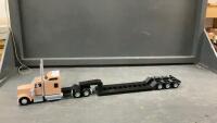 3-D PRINTED SEMI TRUCK W/ LOW RIDER TRAILER - PEACHY BROWN CAB
