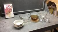 BOX W/ CASSEROLE BOWL, SERVING BOWL, NAPPIES, BIRD OF NORTH AMERICA BOOK