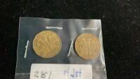(2) 1943 CANADA BROWN NICKELS