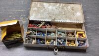 (2)ITEMS - METAL ORGANIZER WITH ELECTRICAL + AV CONNECTORS + BOX W/ CONNECTORS