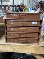 LAWSON PRODUCTS 4 DRAWER STORAGE CABINET, (1) EXTRA DRAWER & CONTENTS