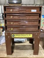 LAWSON PRODUCTS 4 DRAWER STORAGE CABINET & CONTENTS