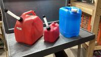 (3)ITEMS - (2)JERRY CANS + (1) WATER CONTAINER
