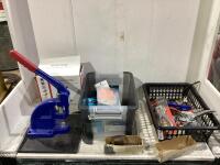 SHOP BOX W/ EYELET TOOLS, EYELETS, TEP-2, GROMMETS, EYELET PLIER KIT & MISC