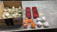 CLEAR + AMBER BEEHIVE LIGHTS, CLEAR SMALL ROUND, RED LENSES