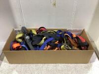 SHOP BOX OF ASSORTED RATCHET/TOW STRAPS