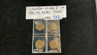 (4) CANADA PENNIES - 1921/33/34/35