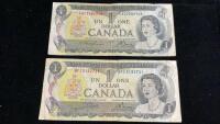 (2) 1973 CANADA DOLLAR BILLS