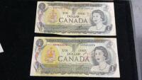 (2) 1973 CANADA DOLLAR BILLS