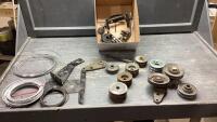 PULLEYS , THIN BRAIDED WIRE, BRACKETS