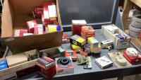 BOX OF SPARK PLUGS , SPARK PLUG SUPPLY, VALVES, FORD STARTER SELENDOID