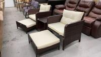 PAMAPIC PATIO FURNITURE SET - (2) CHAIRS, (2) OTTOMANS & SIDE TABLE