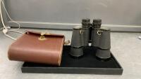 MOUNT EVESS FIELD BINOCULARS IN LEATHER CASE