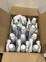 SHOP BOX OF (12) SUNSHINE HARD SURFANCE SANITIZER & EXTRA SPRAY BOTTLE TOPS