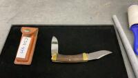 BROWNING DOUBLE POCKET KNIFE WITH LEATHER SHEATH