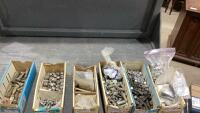 (6)BOXES -LUG NUTS , WHEEL STUDS, BOLTS, WASHERS