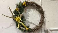 WICKER WREATH W/ ANTLER SHED