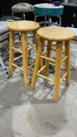 (2) WOOD STOOLS