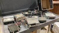 BOX OF 2 WAY RADIOS, BRACKETS, SPEAKERS