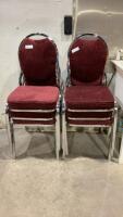 (6) CUSHIONED BURGUNDY STACKING CHAIRS